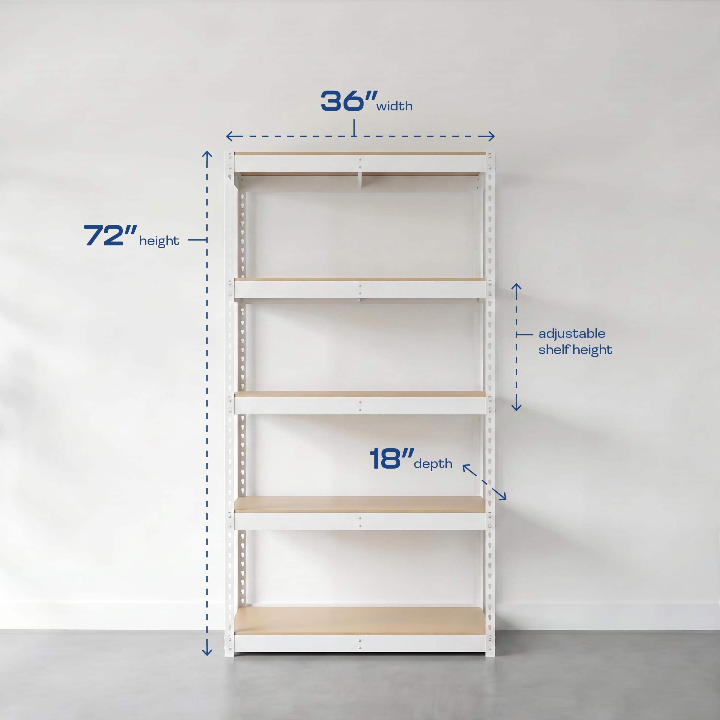 Heavy Duty 5 Tier Metal Storage Shelves  18x36x72 Adjustable Steel Garage Rack & Pantry Organizer (Hammertone)