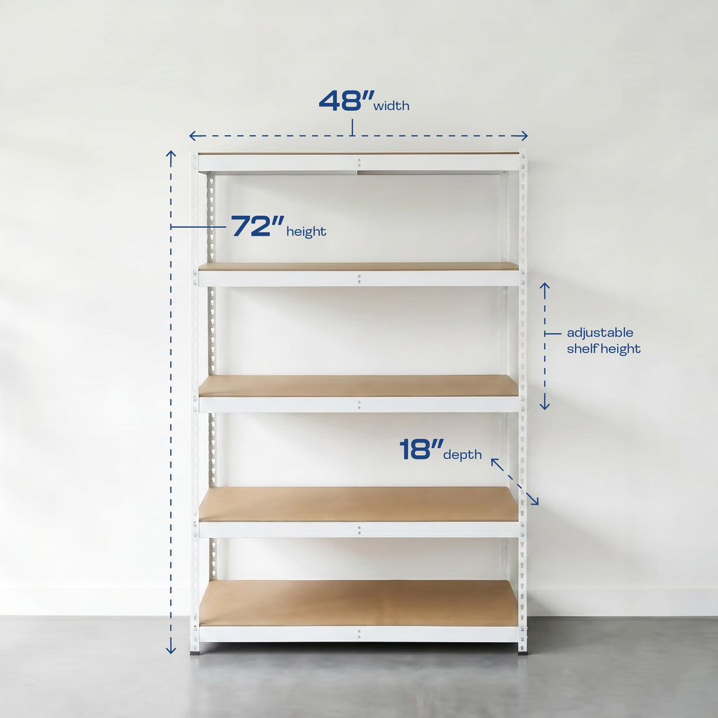 Heavy Duty 5 Tier Metal Storage Shelves  18x36x72 Adjustable Steel Garage Rack & Pantry Organizer (Hammertone)