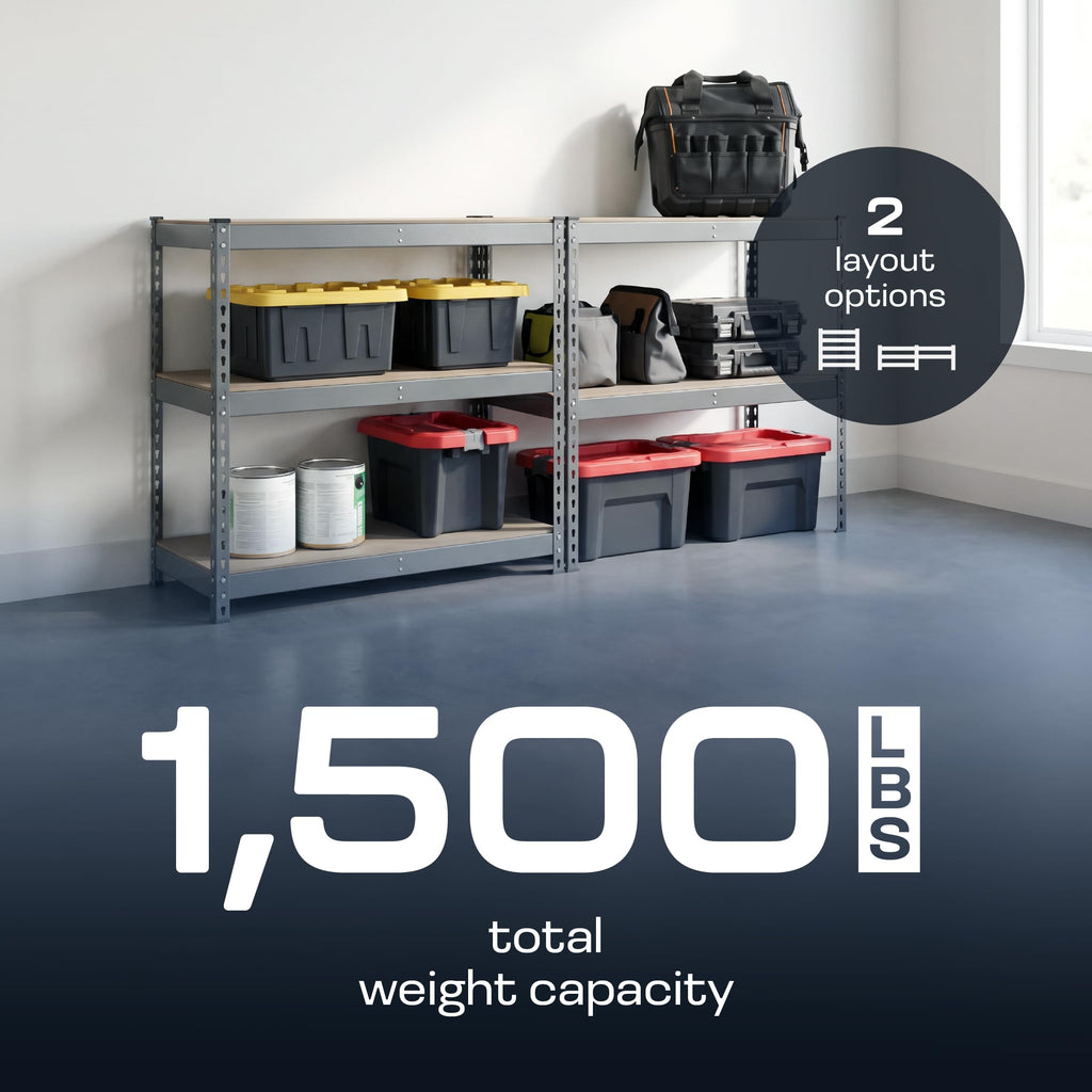 Heavy Duty 5 Tier Metal Storage Shelves  18x36x72 Adjustable Steel Garage Rack & Pantry Organizer (Hammertone)