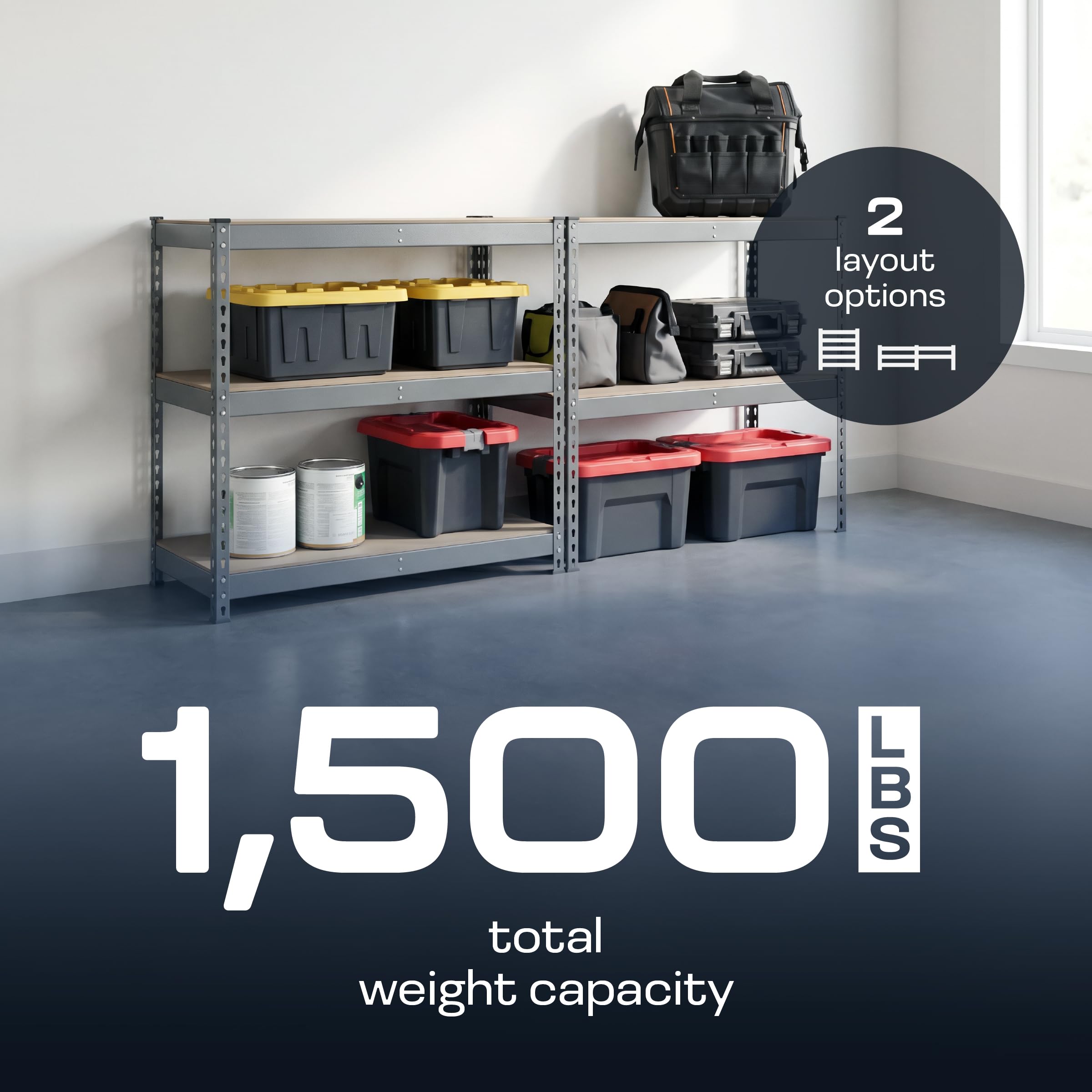 Heavy Duty 5 Tier Metal Storage Shelves  18x36x72 Adjustable Steel Garage Rack & Pantry Organizer (Hammertone)