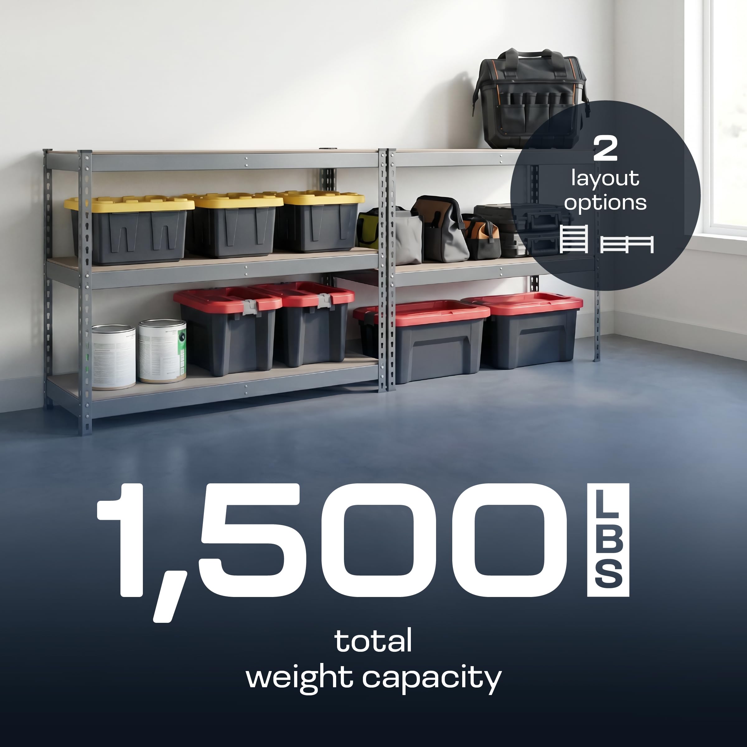 Heavy Duty 5 Tier Metal Storage Shelves  18x36x72 Adjustable Steel Garage Rack & Pantry Organizer (Hammertone)