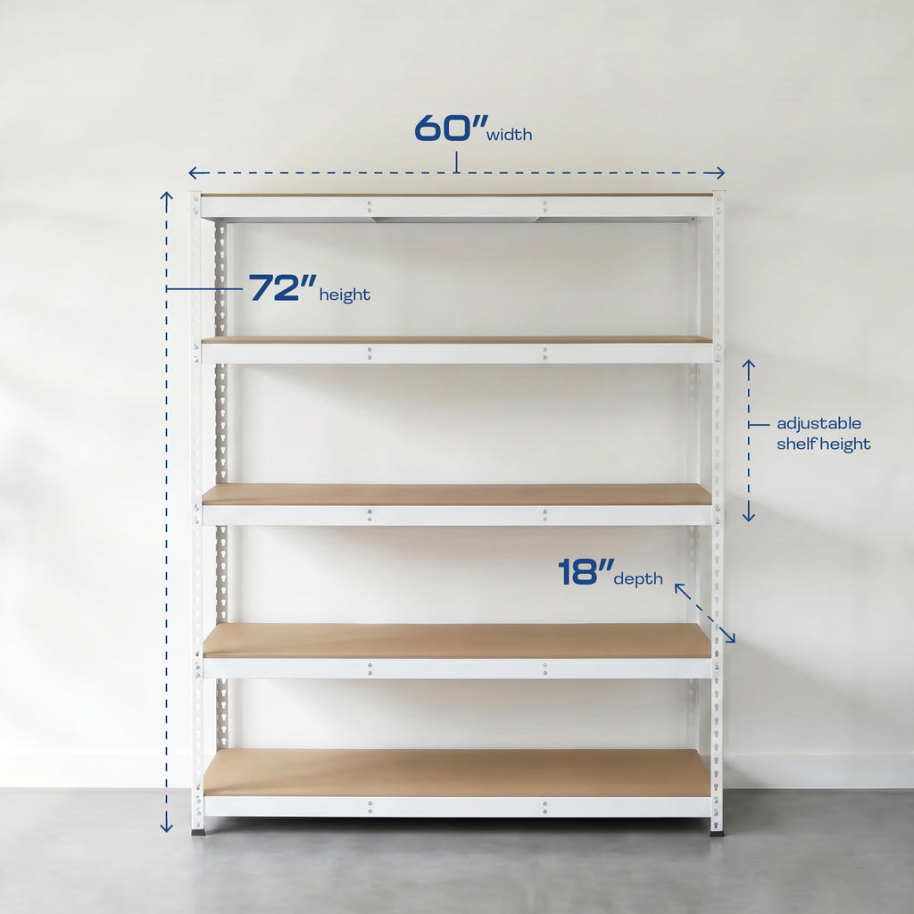 Heavy Duty 5 Tier Metal Storage Shelves  18x36x72 Adjustable Steel Garage Rack & Pantry Organizer (Hammertone)