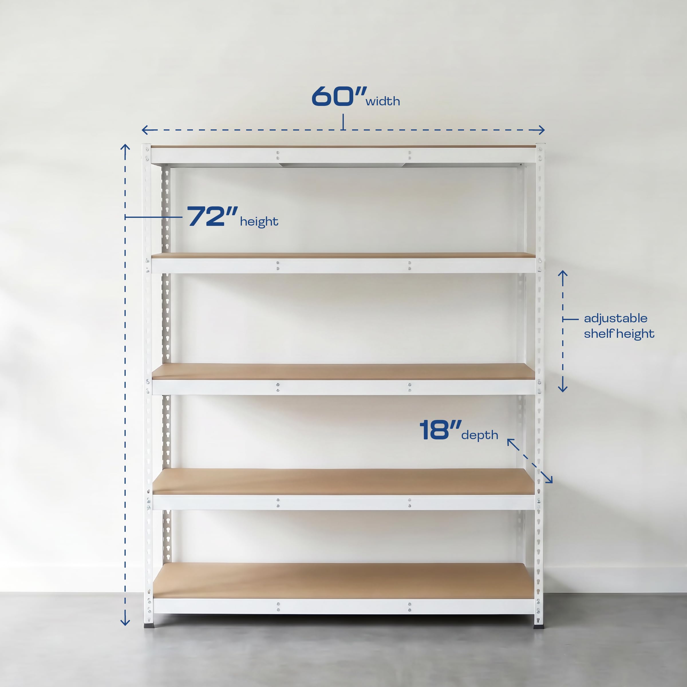 Heavy Duty 5 Tier Metal Storage Shelves  18x36x72 Adjustable Steel Garage Rack & Pantry Organizer (Hammertone)