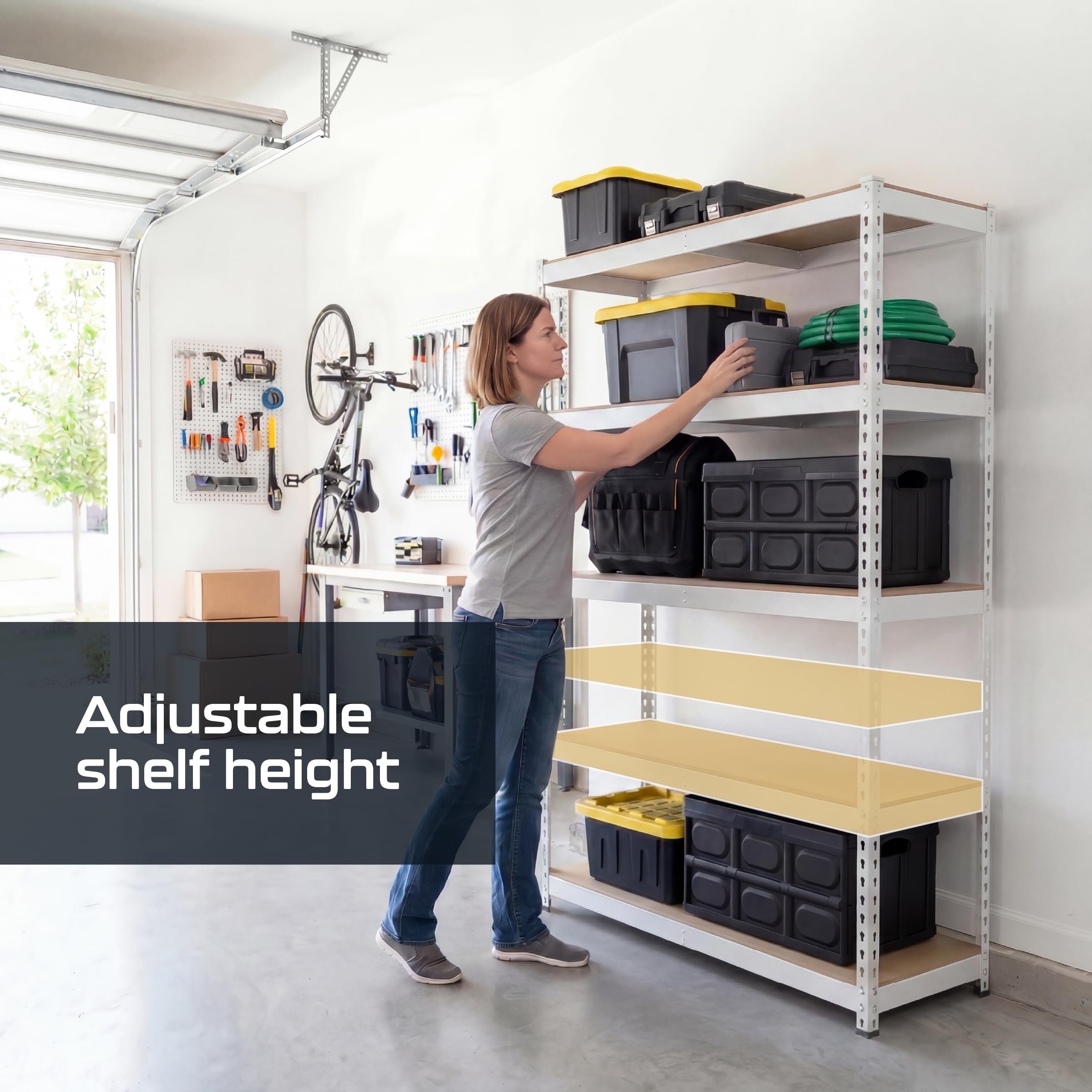 Heavy Duty 5 Tier Metal Storage Shelves  18x36x72 Adjustable Steel Garage Rack & Pantry Organizer (Hammertone)