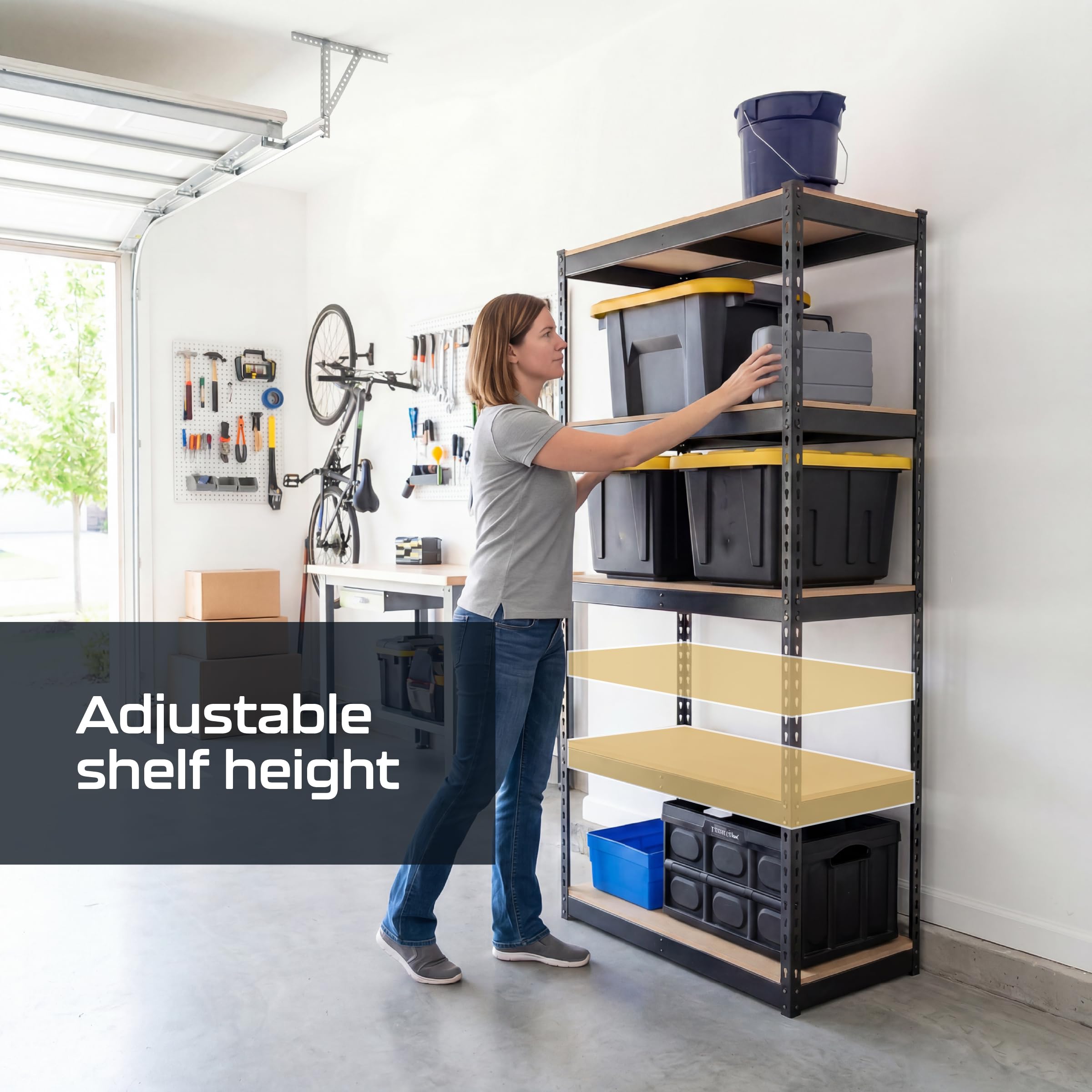 Heavy Duty 5 Tier Metal Storage Shelves  18x36x72 Adjustable Steel Garage Rack & Pantry Organizer (Hammertone)