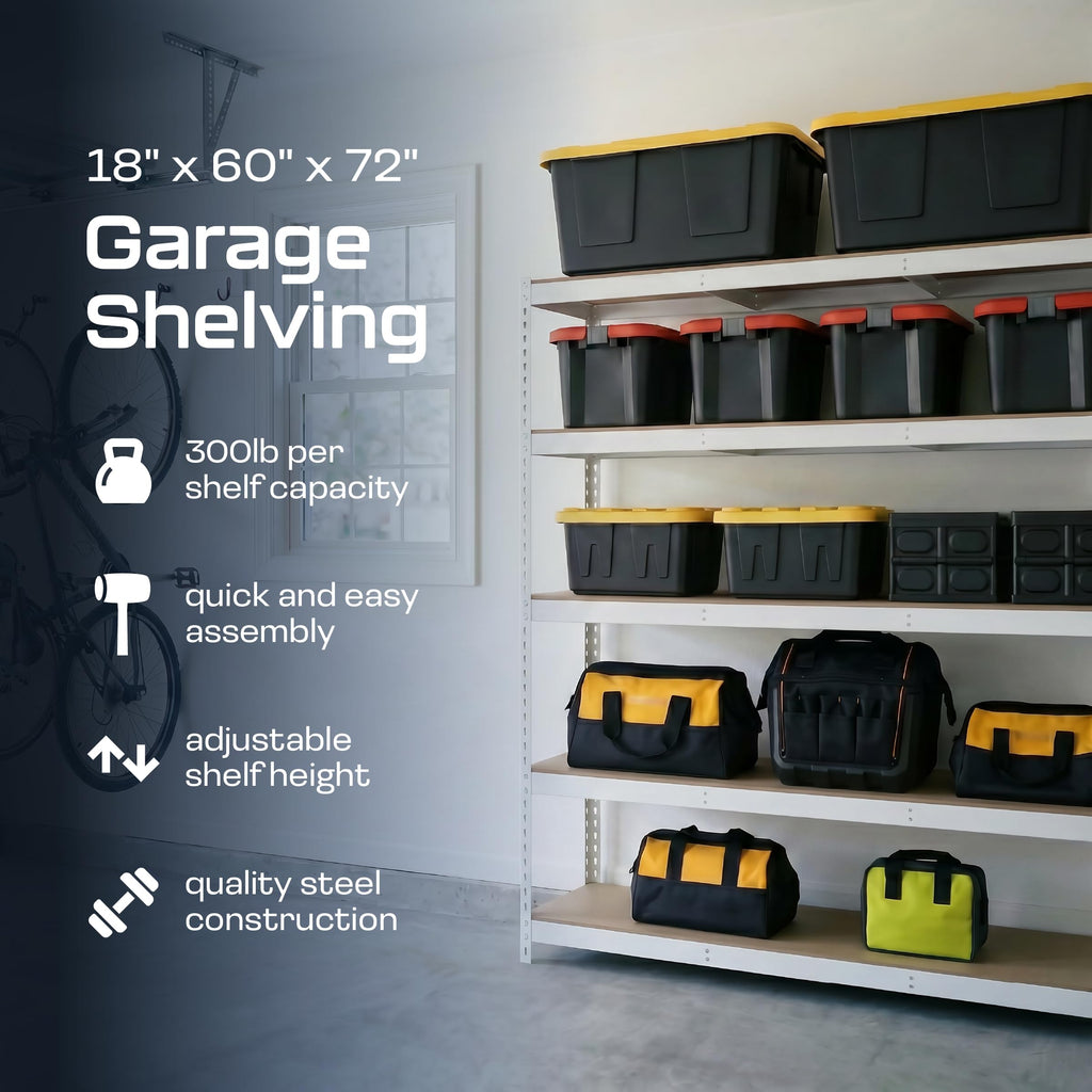Heavy Duty 5 Tier Metal Storage Shelves  18x36x72 Adjustable Steel Garage Rack & Pantry Organizer (Hammertone)