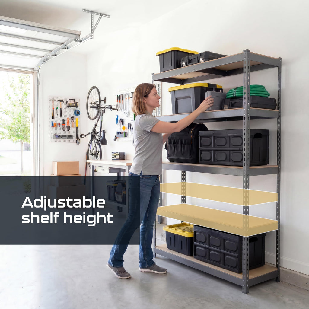 Heavy Duty 5 Tier Metal Storage Shelves  18x36x72 Adjustable Steel Garage Rack & Pantry Organizer (Hammertone)