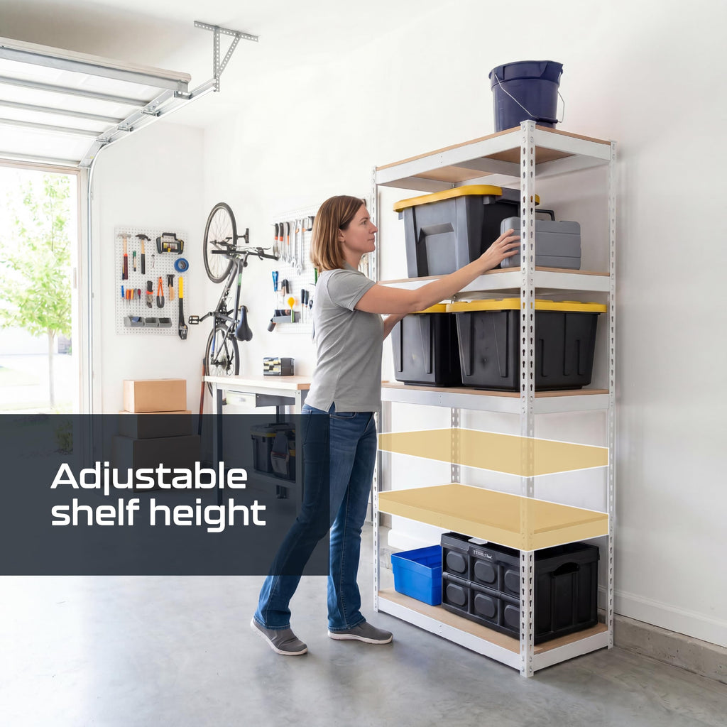 Heavy Duty 5 Tier Metal Storage Shelves  18x36x72 Adjustable Steel Garage Rack & Pantry Organizer (Hammertone)
